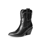 DREAM PAIRS Botines Cowboy Mujer Botas Campera de Media Caña de Tacon Ancho de 7cm