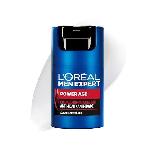 Crema hidratante L'Oréal para hombre, Antiarrugas y antienvejecimiento, Con ácido hialurónico