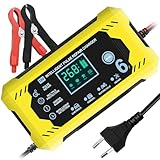 YOYOPOW Cargador de bateria 6A/12V,Cargador de bateria de Coche con Pantalla LCD Inteligente