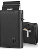 TENBST Cartera Hombre de Cuero, Tarjetero con Bloqueo RFID, pequeño para Crédito, Billetes y Monedas