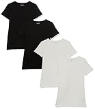 Amazon Essentials Camiseta de Manga Corta con Cuello Redondo y Corte Recto Mujer, Pack de 4