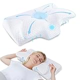 HOMCA Almohada Cervical de Espuma Viscoelastica para Dormir de Lado y Boca Arriba
