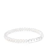 TOUS Pulsera de Perlas Cultivadas para Mujer con 5 Osos en Plata de Primera Ley de 5,5mm