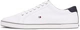 Tommy Hilfiger Zapatillas para Hombre Sneaker con Suela Vulcanizada, Blanco (White), 43