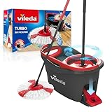 Vileda Turbo Juego de Cubo de fregona para Suelos giratoria con Pedal - Mango telescópico 85-123 cm