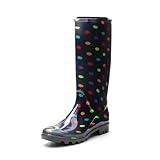DREAM PAIRS Botas de Agua Mujer Alta Caña con Punta Reforzada Zapatos de Lluvia Impermeables