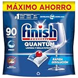Finish Powerball Quantum All in 1 Pastillas para el lavavajillas todo en 1, 90 pastillas