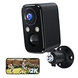 Camara Vigilancia WiFi Interior Exterior: 2K sin Cables -Visión Nocturna Detector de Movimiento IP66