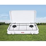 ALGON | Hornillo de Gas 2 Fuegos con Tapa – Cocina Portátil para Camping, Emergencias y Hogar