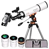 Slokey 50080 Telescopio Refractor 25x-250x - Telescopio Portátil 80 mm para Niños y Principiantes