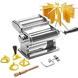 ROSSETTO Máquina para pasta manual con secador – Máquina de pasta de acero inoxidable con 9 grosores