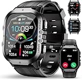 OUKITEL Reloj Inteligente Militar con Llamadas Bluetooth, Impermeable 5ATM con 120+ Deportivos