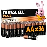 DURACELL Plus Pilas AA (Paquete de 36) – Pilas alcalinas 1,5 V – Hasta un 150 % de duración extra
