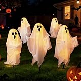 Ciskotu 5 PZS Luces Fantasma con Estaca de Suelo, Decoración LED Exterior Halloween, 8 Modos