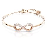 Swarovski Brazalete Hyperbola, Símbolo del infinito, Blanco, Baño tono oro rosa