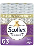 Scottex Acolchado Papel Higiénico 63 rollos con 3 capas de confort y suavidad