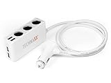 Technaxx Cargador coche de 4 puertos USB con 3 tomas de mechero - Carga rápida para 4 dispositivos