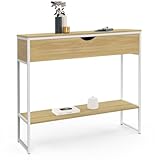 IDMarket - Consola 1 cajón Detroit 1 estantería Diseño industrial Madera y metal Blanco
