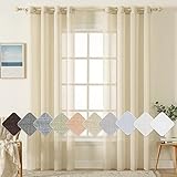 MIULEE Cortinas de Lino Cruzada Visillo Color Puro Translucido de Dormitorio Moderno Decoracion