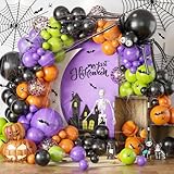 Kit Arco de Guirnalda de Halloween Con Globos de Araña Grande, 131 Piezas de Látex y Confeti Negro