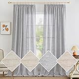 MIULEE Cortinas Salon Lino Visillo Dormitorio Translucidas Transparente Puro para Ventana