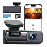iZEEKER 2.5K Dashcam WiFi Dash Camera para Coches, 1440P App, Tarjeta 32GB Gratis, Visión Nocturna