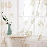 MIULEE Visillos Cortinas Salon Modernas con Bordado con Hortensias, Dormitorio Translucidos