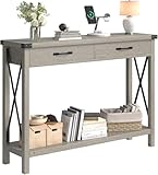 Salutmeuble Mesa Consola Recibidor, Mueble de Entrada Estrecha con 2 Cajones,4 Cantoneras de Metal