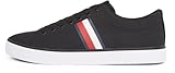 Tommy Hilfiger Sneaker con Suela Vulcanizada Hombre Core Stripes Mesh Low Top, Negro (Black), 40