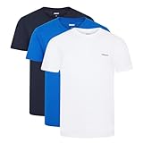 DKNY Hombres Camiseta de Cuello Redondo Azul Marino/Blanco/Azul Paquete de 3 Pequeño