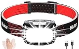 Blukar Linterna Frontal Recargable, 2000L Superbrillantes con 8 Modos (con Luz Roja)