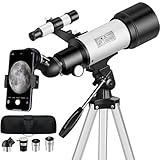 Mijiao Telescopio Astronómico Adultos, 70/400mm Telescopio Refractor para Niños y Principiantes