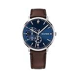 Tommy Hilfiger Reloj Analógico de Cuarzo Multifunción para Hombre con Correa de Cuero Marrón Oscuro