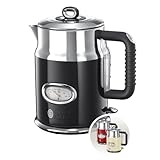 Russell Hobbs Retro - Hervidor de Agua Eléctrico (2400 W, 1,7l, Acero Inoxidable, Negro)