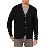 Amazon Essentials Suéter Cárdigan de Algodón Hombre, Negro, M