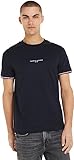Tommy Hilfiger Hombre Camiseta Manga Corta Tipped tee Cuello Redondo, Azul (Desert Sky)