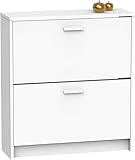 Muebles Pitarch | Zapatero Recibidor Mueble Auxiliar Estrecho 2 Puertas para Entrada Blanco