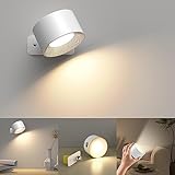 Luz de Pared de Interior, Lámpara de Pared con Batería de Carga USB, 3 Colores y 3 Niveles de Brillo