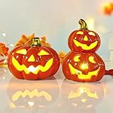 2 Unidades de Decoración Otoñal de Calabaza - Cerámica 100%, Calabaza Decorativa de Halloween