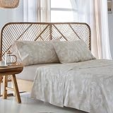 COTTON ARTean Juego de sábanas Cama160x190 / 200 ALGODÓN ORGANICO Beige BATAN 4 piezas