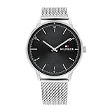 Tommy Hilfiger Reloj Analógico de Cuarzo para Hombre con Correa de Malla de Acero Inoxidable