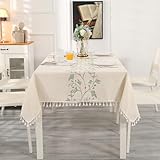 SUCHDECO Grande Mantel Mesa Rectangular Beige Manteles Antimanchas Lavable de Algodón y Lino