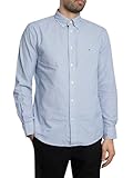 Tommy Hilfiger Camisa Hombre Flex Poplin Classic Regular Fit, Multicolor (Wedge Blue/Optic White)