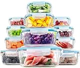 KICHLY - 12 Recipientes De Vidrio Para Alimentos - Herméticos Para Alimentos Con Tapas Transparentes