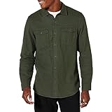 Amazon Essentials Camisa Entallada de Franela con Dos Bolsillos y Manga Larga, Verde Oliva Mezcla