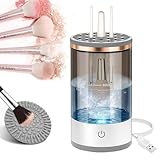 Limpiador de brochas de maquillaje eléctrico 3 en 1 - limpia, seca y guarda, secador de brochas