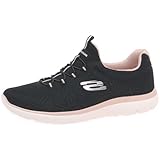 Skechers Summits Lite, Zapatillas Mujer, Black Mesh Light Pink Trim