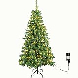 Aigostar 180 CM Árbol de Navidad Artificial,con Cadena de Luces LED de 18 M, 300 LED Blanco cálido