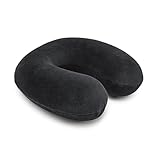 Amazon Basics Semicircular Almohada para cuello, de espuma viscoelástica, Negro