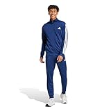 adidas Hombre SPORTSWEAR BASIC 3 STRIPES TRICOT TRACKSUIT, Dark Blue, M